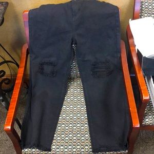 Black wide leg cropped jeans
